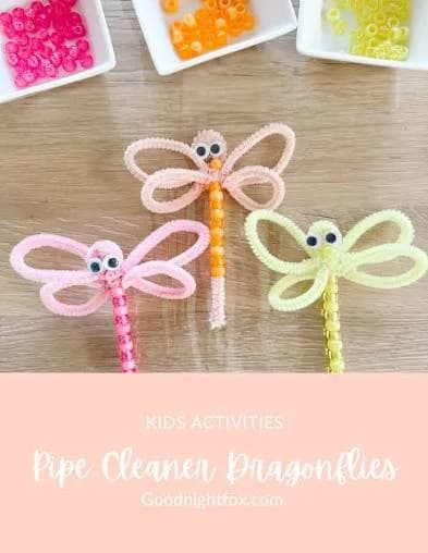 Pastel pipe-cleaner dragonflies with beads