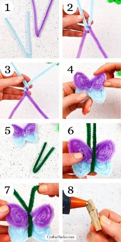 Step-by-step pipe-cleaner butterfly tutorial