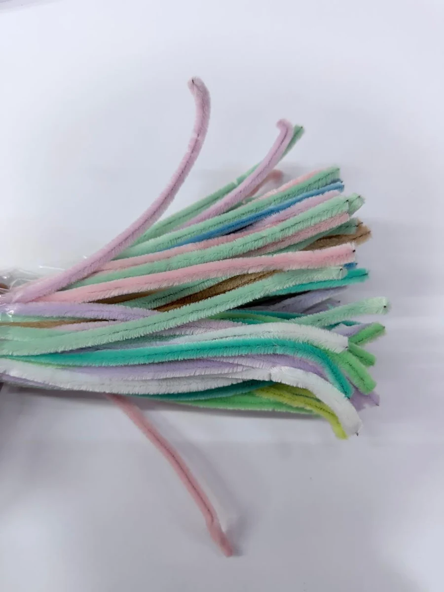 Multi Pastel pipe cleaners, 8 mm, 100 pieces per pack
